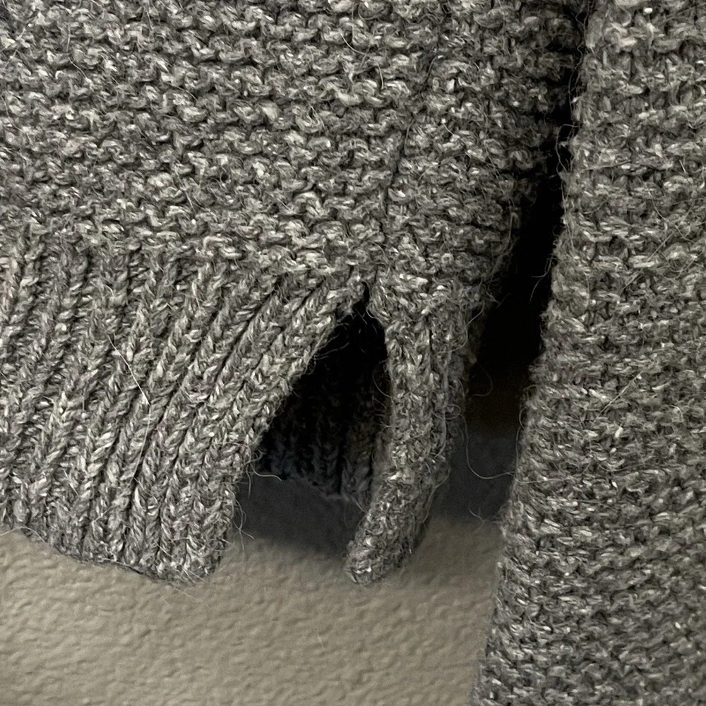 Madewell Knit Trumpet Sleeve Crew Sweater Oversized Gray Cozy Capsule Basic Sz S